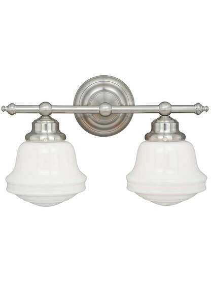 Huntley 2-Light Bath Sconce in Satin Nickel.